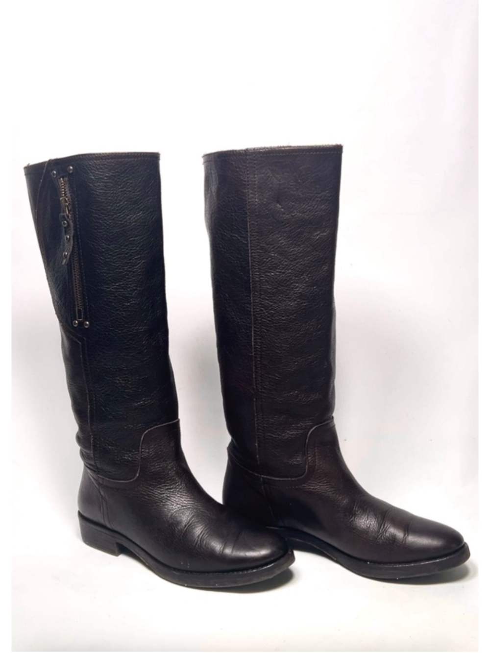 Polo Ralph Lauren Riding Boots Tall Dark Brown Leather Knee High Boots 38.5